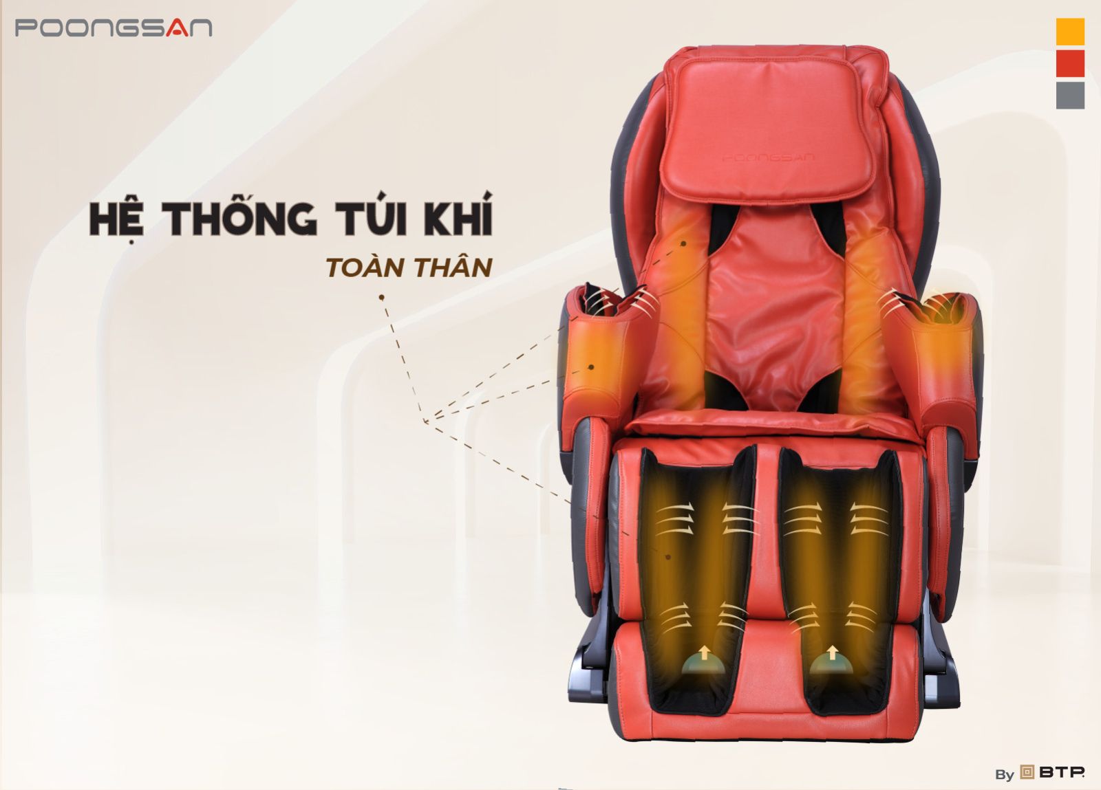 Hệ thống túi khí massage hông, đầu gối và bắp chân